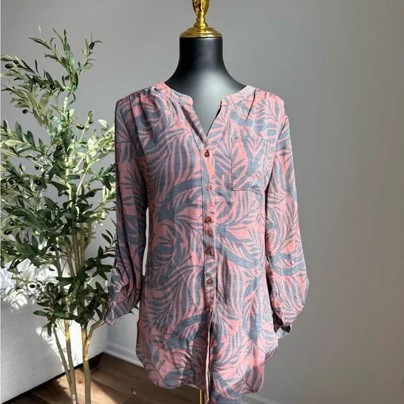 Zac & Rachel Multicolor Leaf Print Button-Down Shirt - Picture 1 of 8